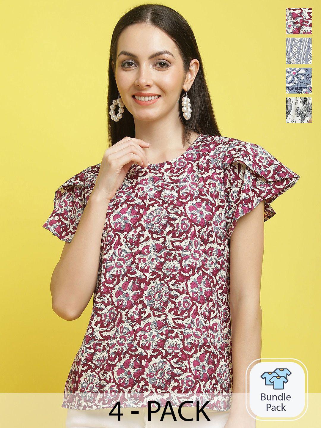 poshyaa pack of 4 printed crepe tops