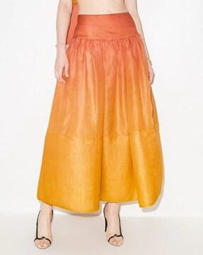 postcard ombre-dyed flared maxi skirt
