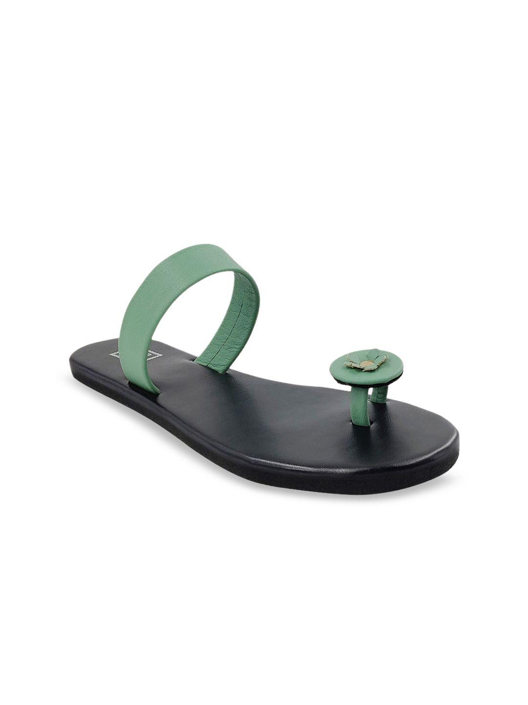 postcard women green solid one toe flats