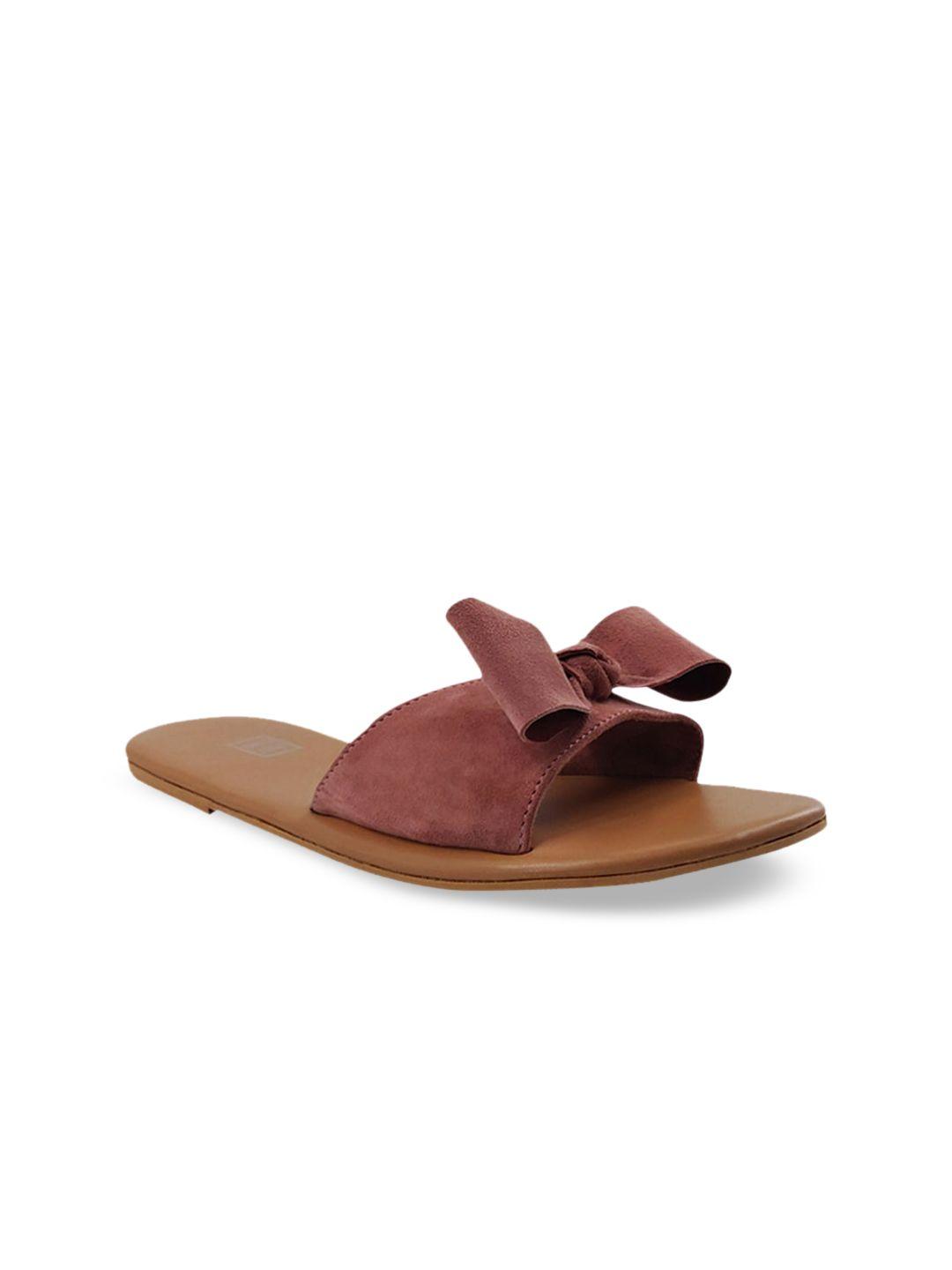 postcard women tan brown & mauve solid open toe flats