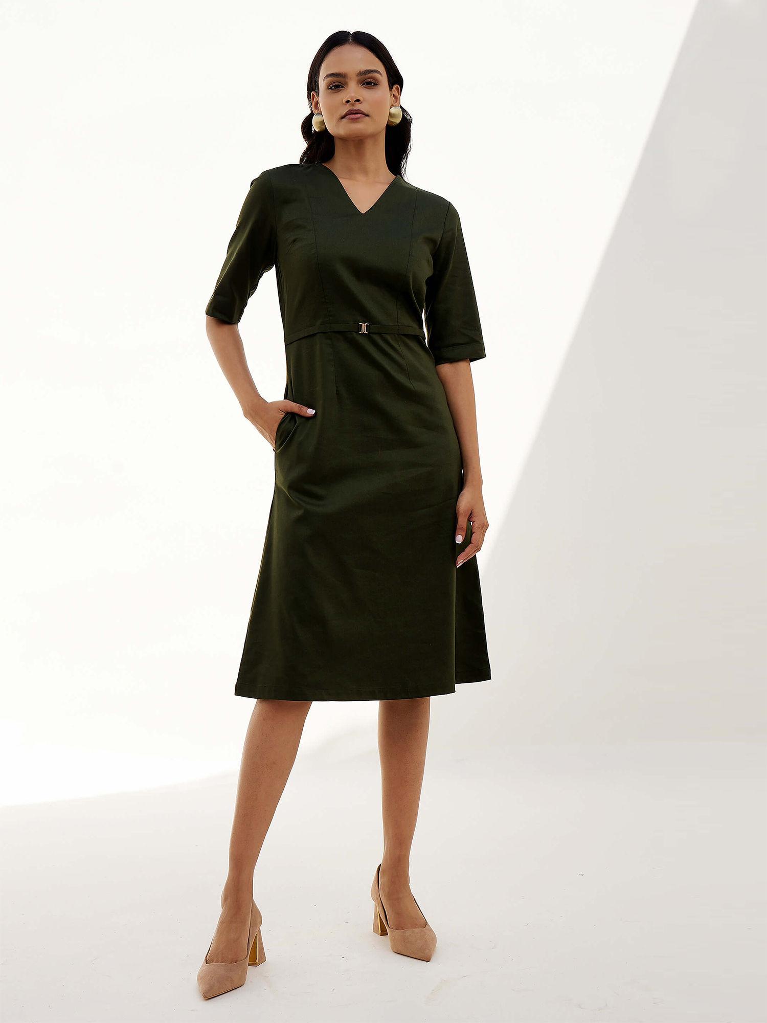 posy olive a-line dress
