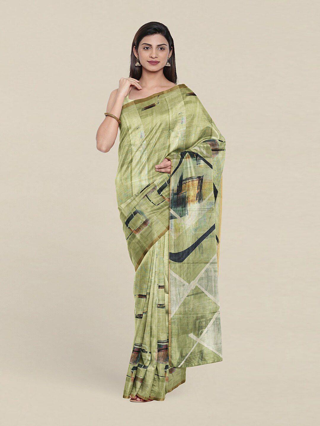 pothys green & gold-toned zari jute silk saree