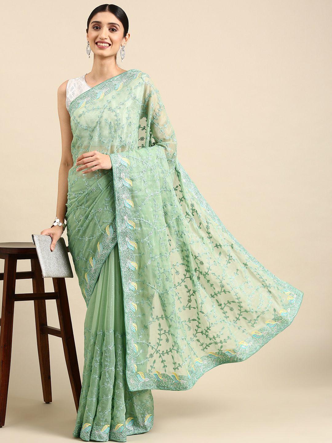 pothys ethnic motifs embroidered tissue saree