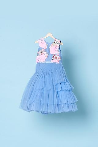 powder blue embroidered gown for girls
