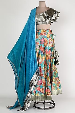 powder blue & silver embroidered lehenga set