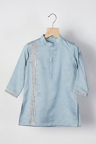 powder blue chanderi gota kurta set for boys