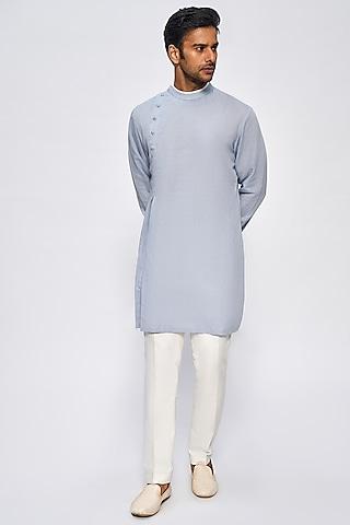 powder blue cotton linen kurta