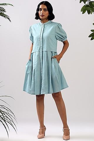 powder blue cotton mini dress