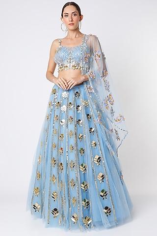 powder blue embellished lehenga set