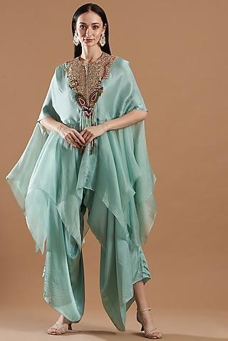 powder blue embroidered cape set