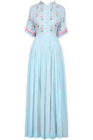 powder blue embroidered gown