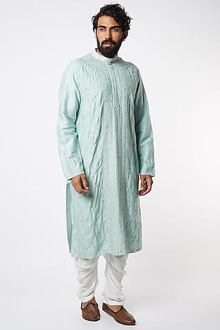 powder blue embroidered kurta set