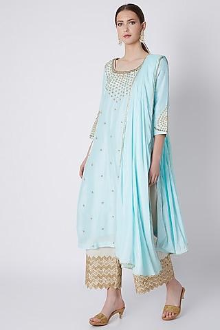 powder blue embroidered kurta set