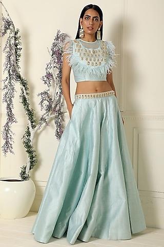 powder blue embroidered lehenga set