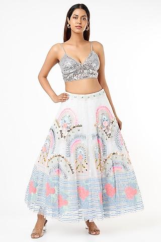 powder blue embroidered lehenga set