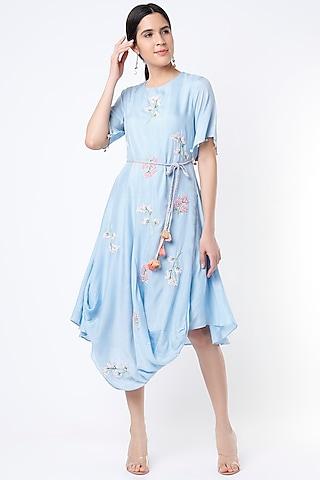 powder blue embroidered tunic