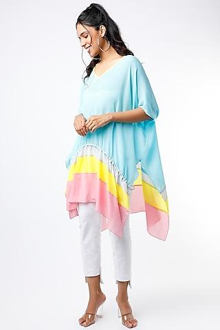 powder blue gathered kaftan top