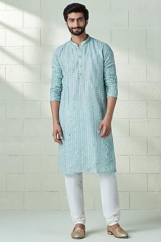 powder blue georgette embroidered kurta set
