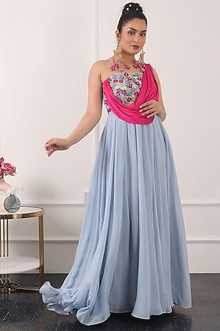 powder blue georgette gown