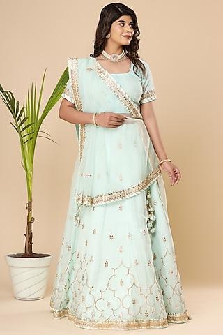 powder blue gota embroidered lehenga set