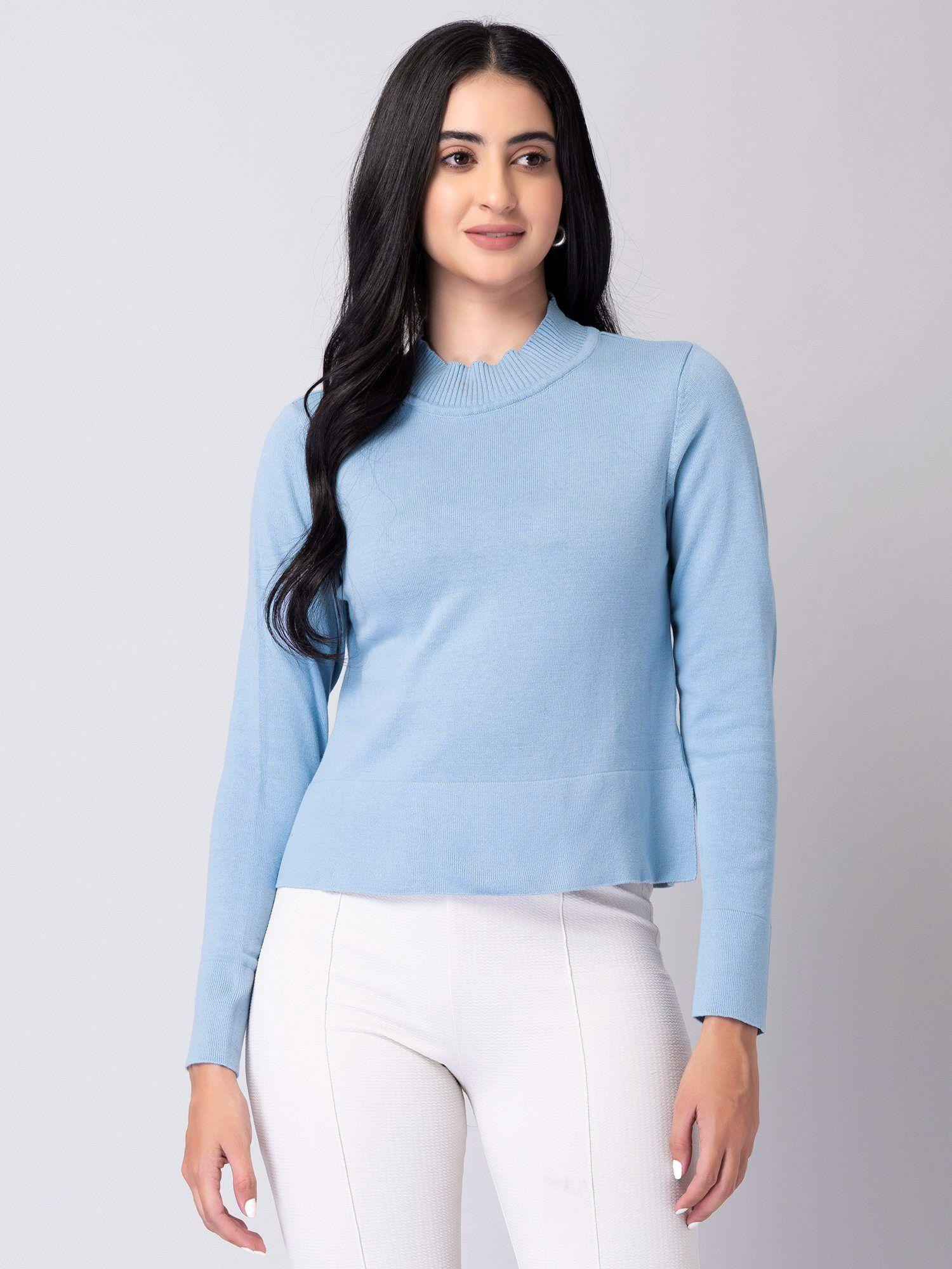 powder blue high neck sweater