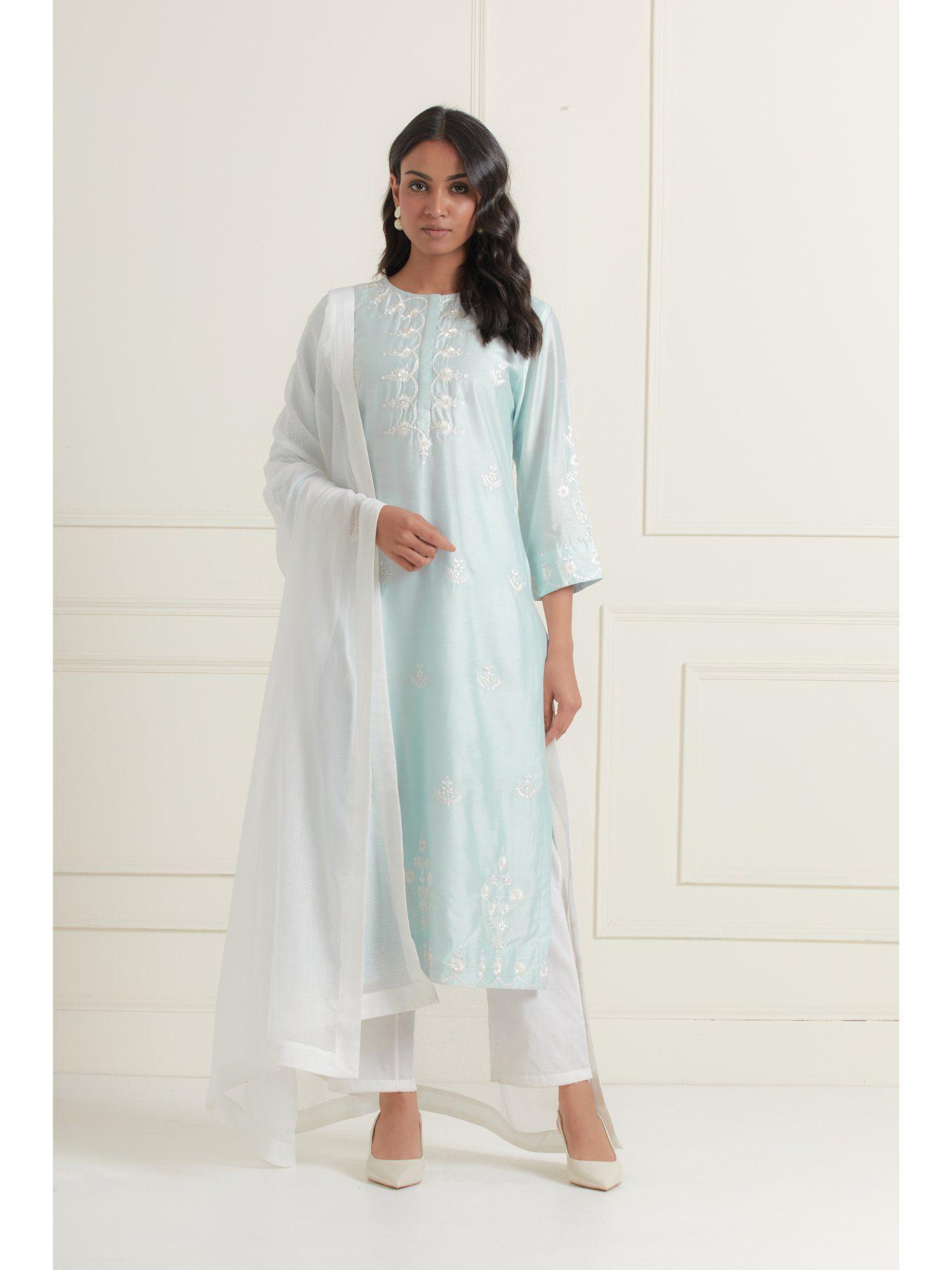 powder blue kurta (set of 3)