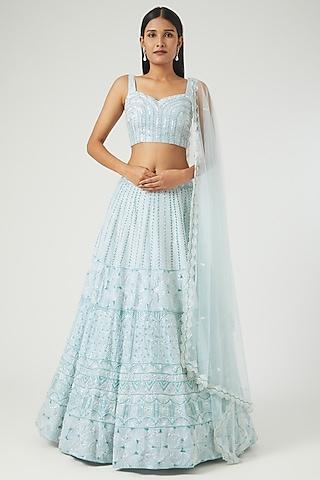 powder blue lehenga set with embroidery