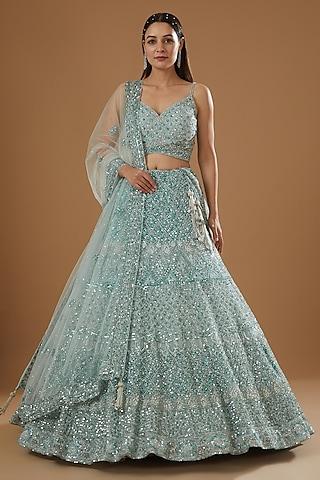 powder blue lehenga set with embroidery