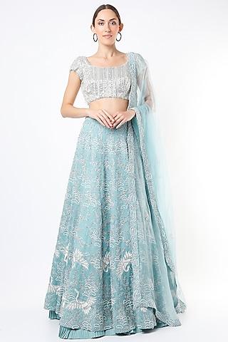 powder blue lehenga set with motif work