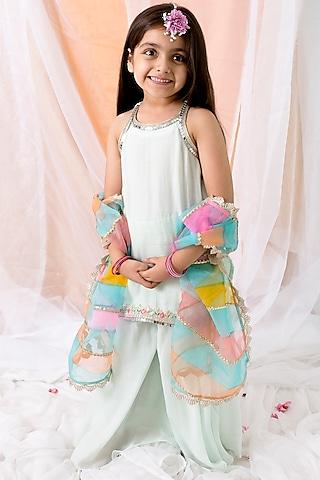 powder blue muslin sharara set for girls