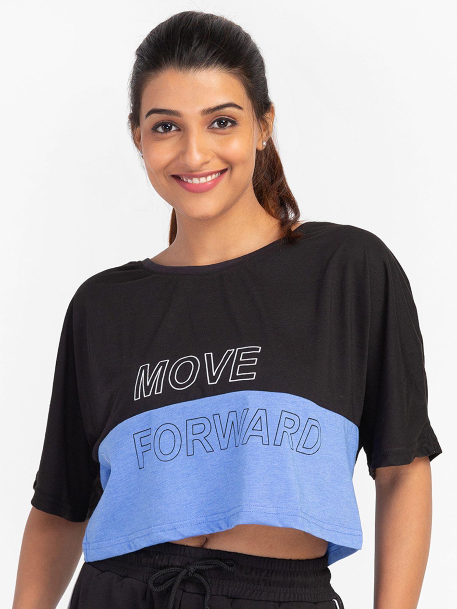 powder blue printed regular fit sports t-shirt