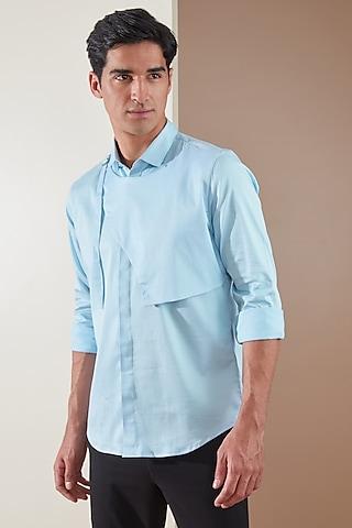 powder blue pure cotton harness style shirt