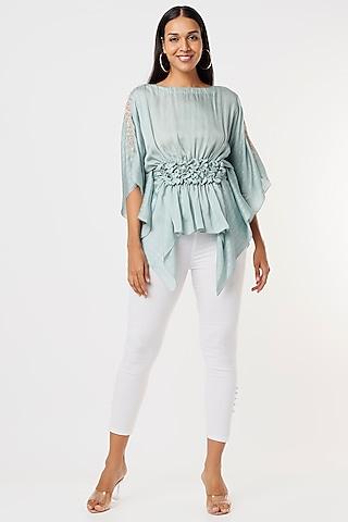 powder blue satin tunic