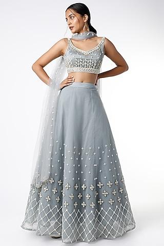 powder blue sequins embroidered lehenga set