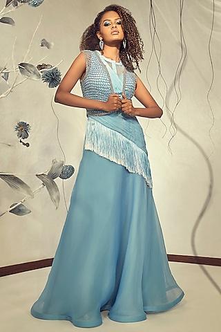 powder blue silk organza gown