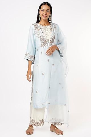 powder blue zardosi embroidered kurta set