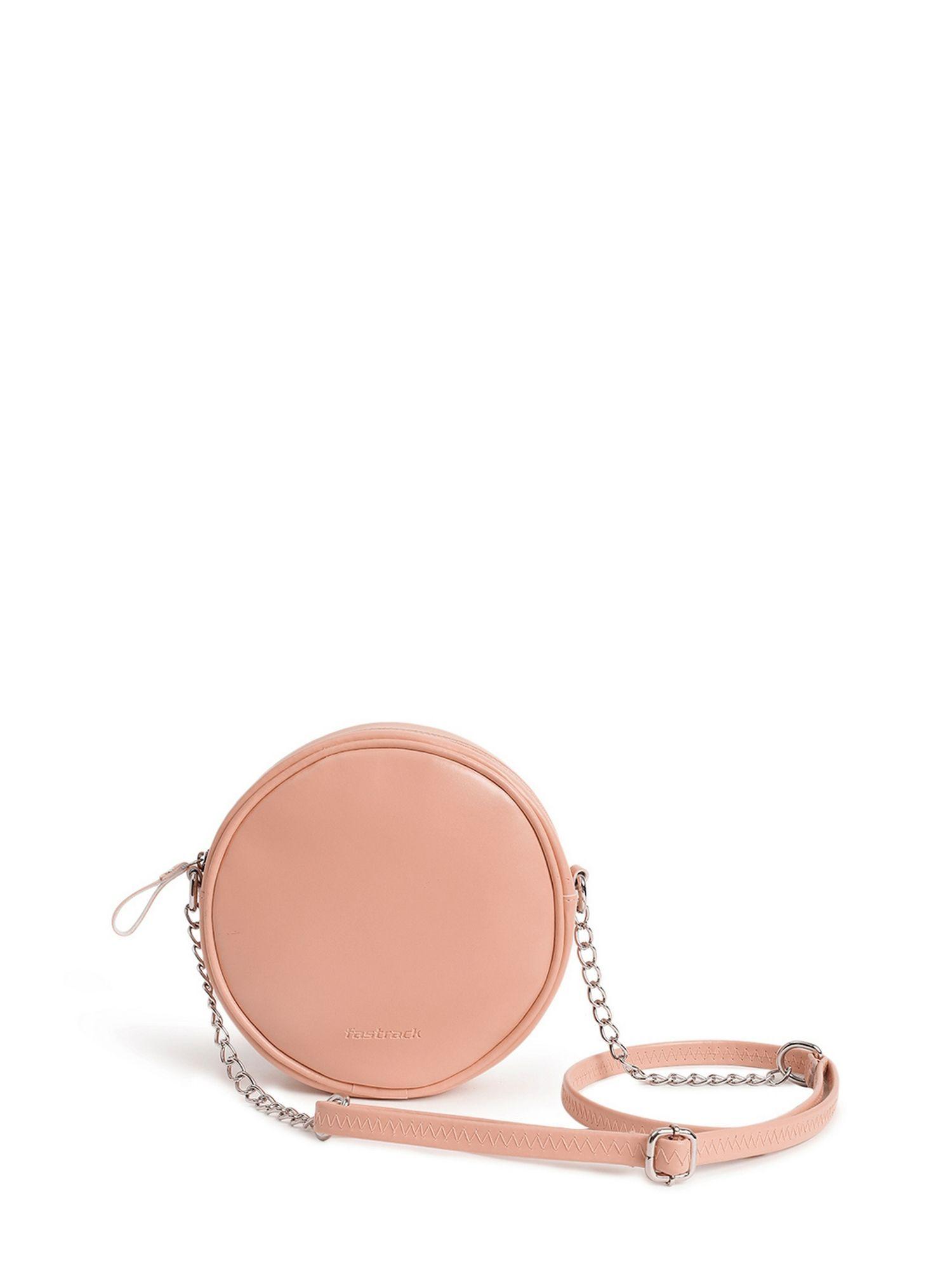 powder pink circular sling bag for women