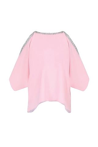 powder pink hand embellished top