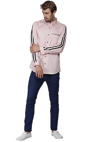 powder pink striped shirt