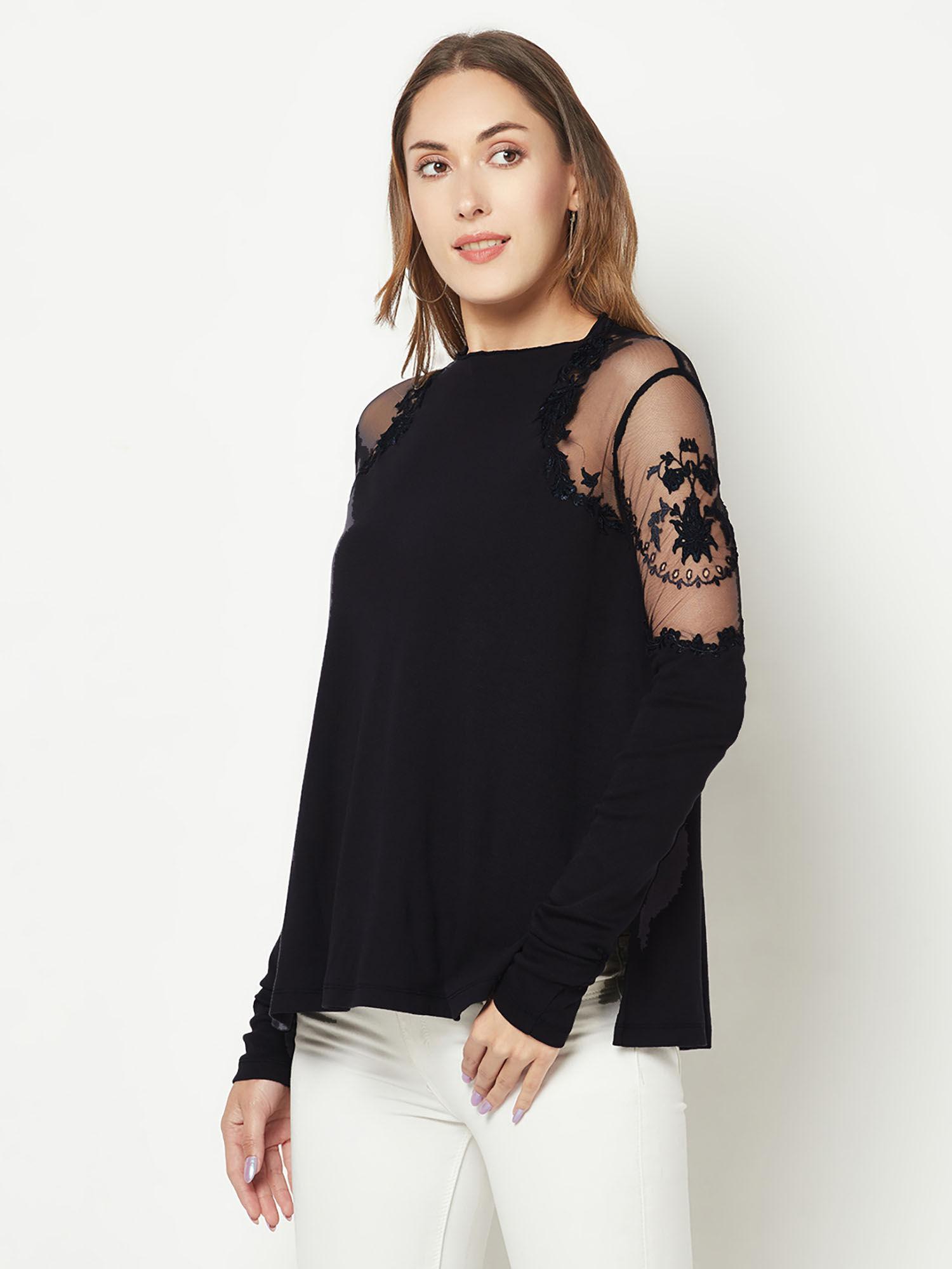power black embroidered top