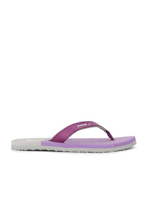 power by bata women's purple & grey flip flops