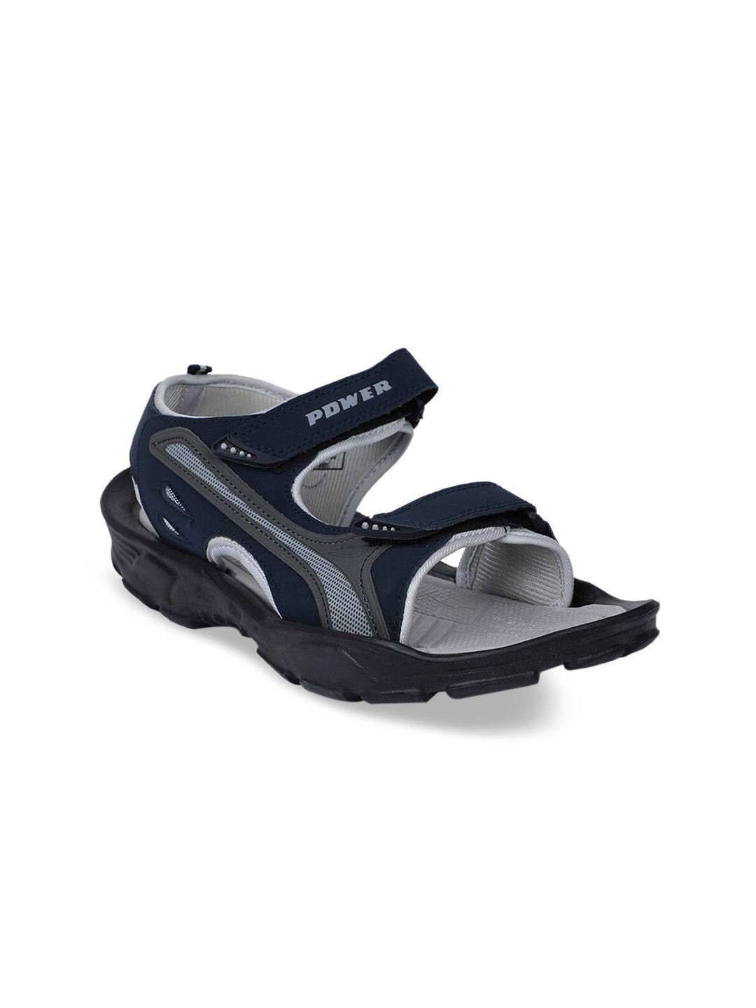 power men black & grey patterned sports sandals