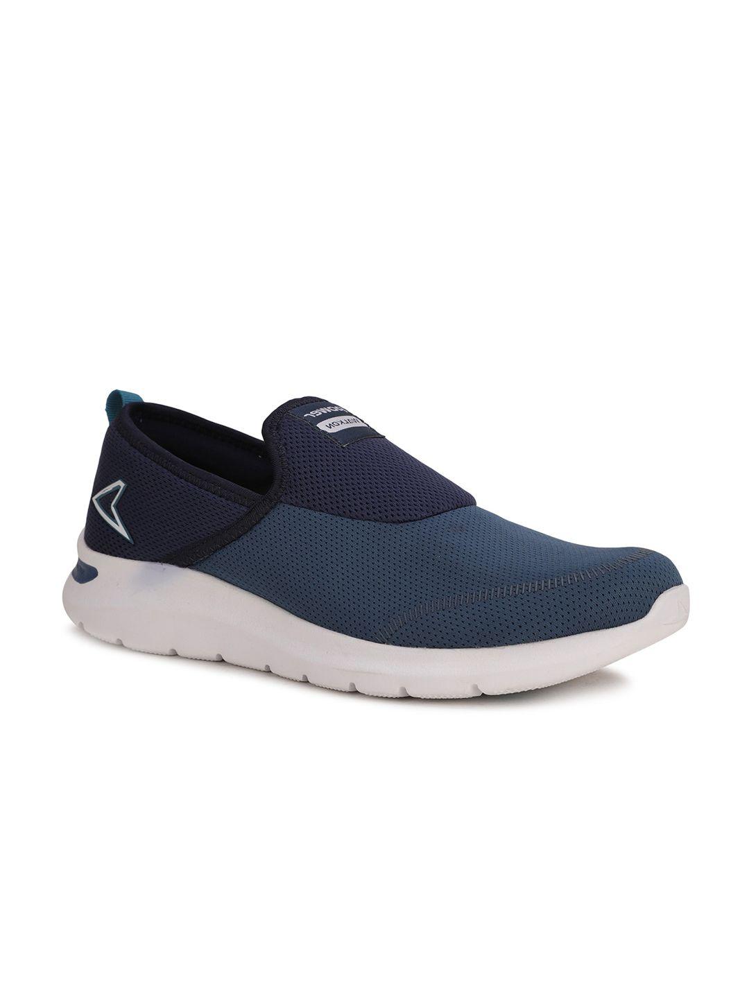 power men blue woven design slip-on sneakers