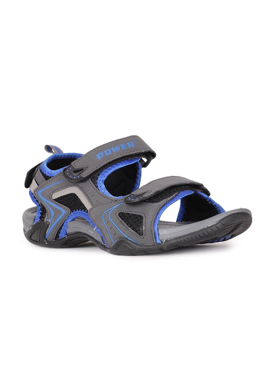 power men navy blue & grey solid sports sandal