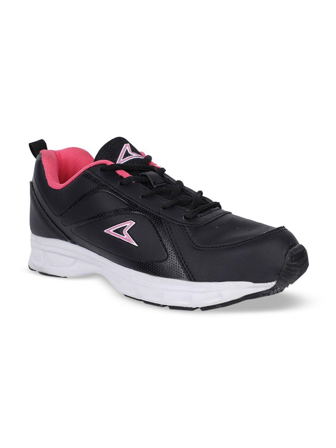 power women black & pink running shoes