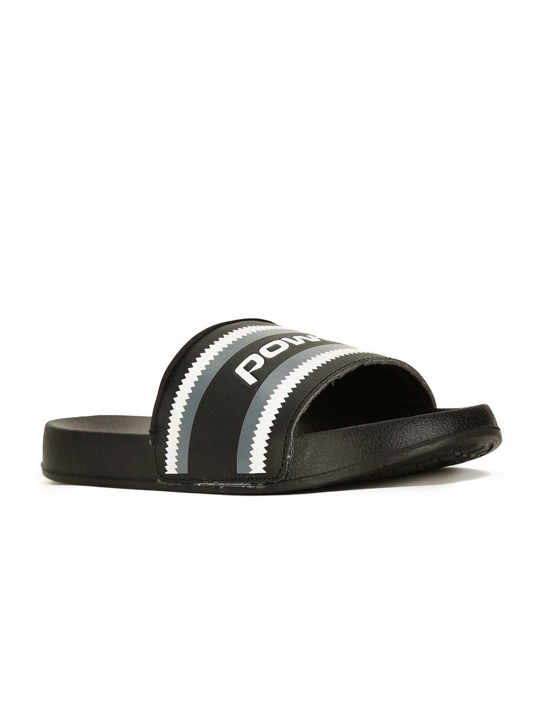 power women black & white printed sliders