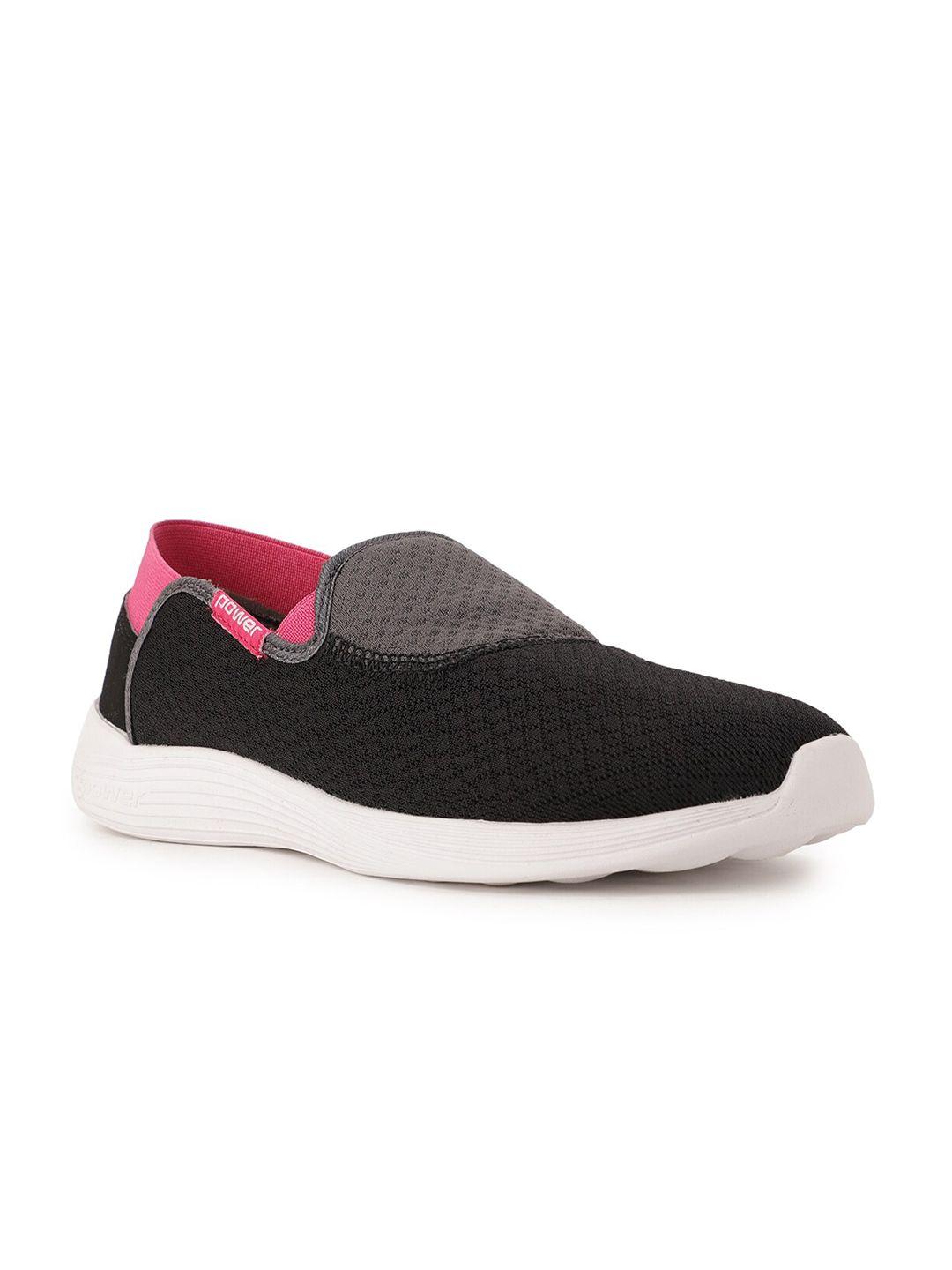 power women black textile walking non-marking shoes