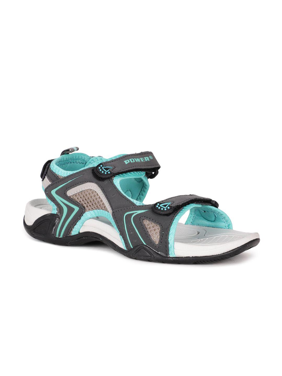 power women blue and grey solid sports sandals