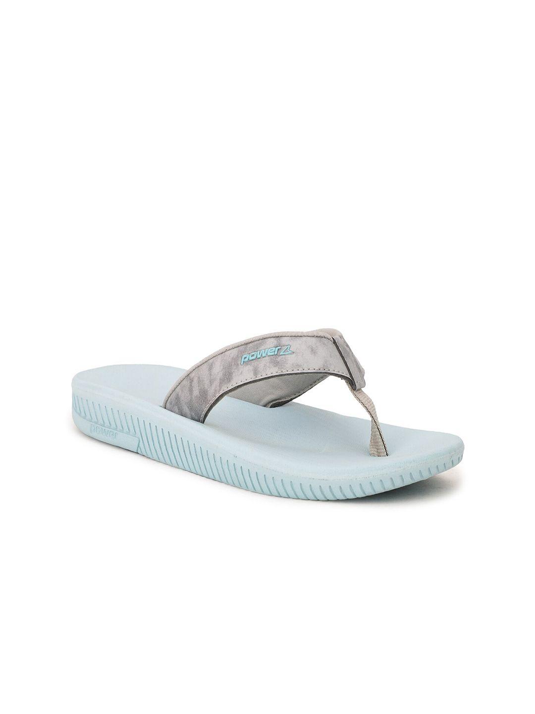 power women grey & blue thong flip-flops