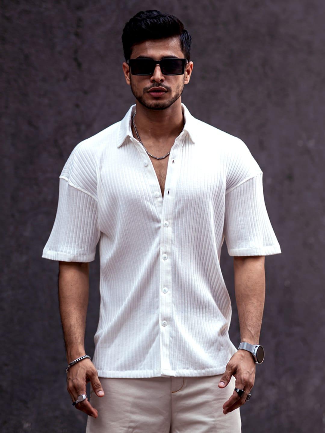 powerlook striped india slim casual drop shoulder sleeves shirt